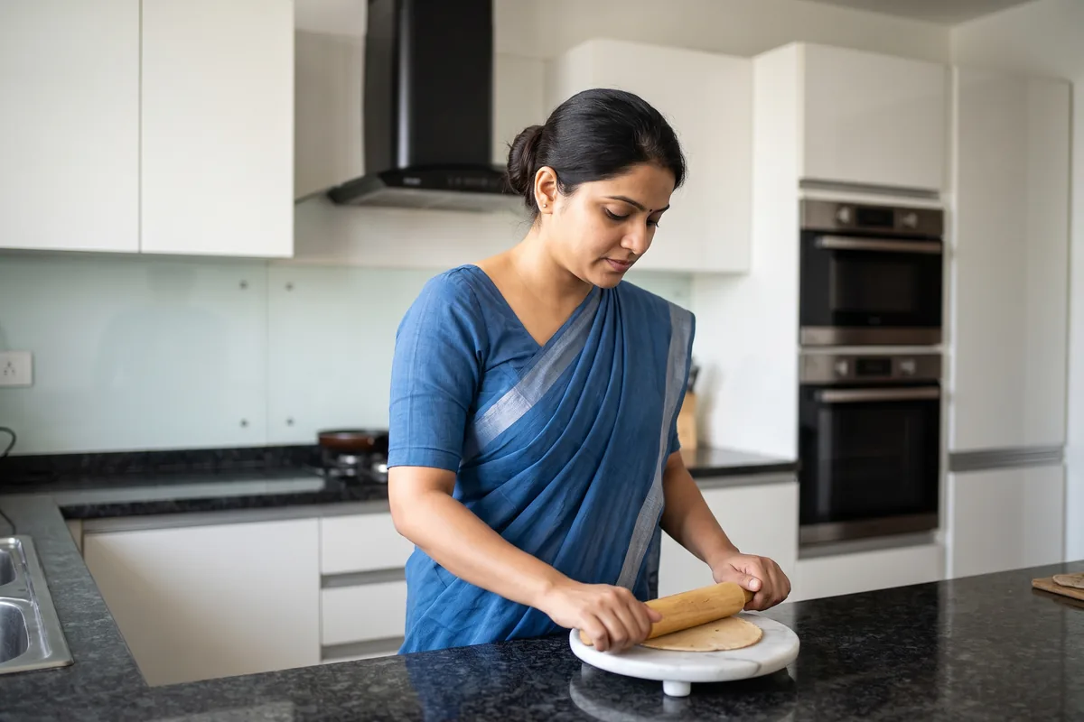 A cook preparing a meal in a Delhi-NCR home
